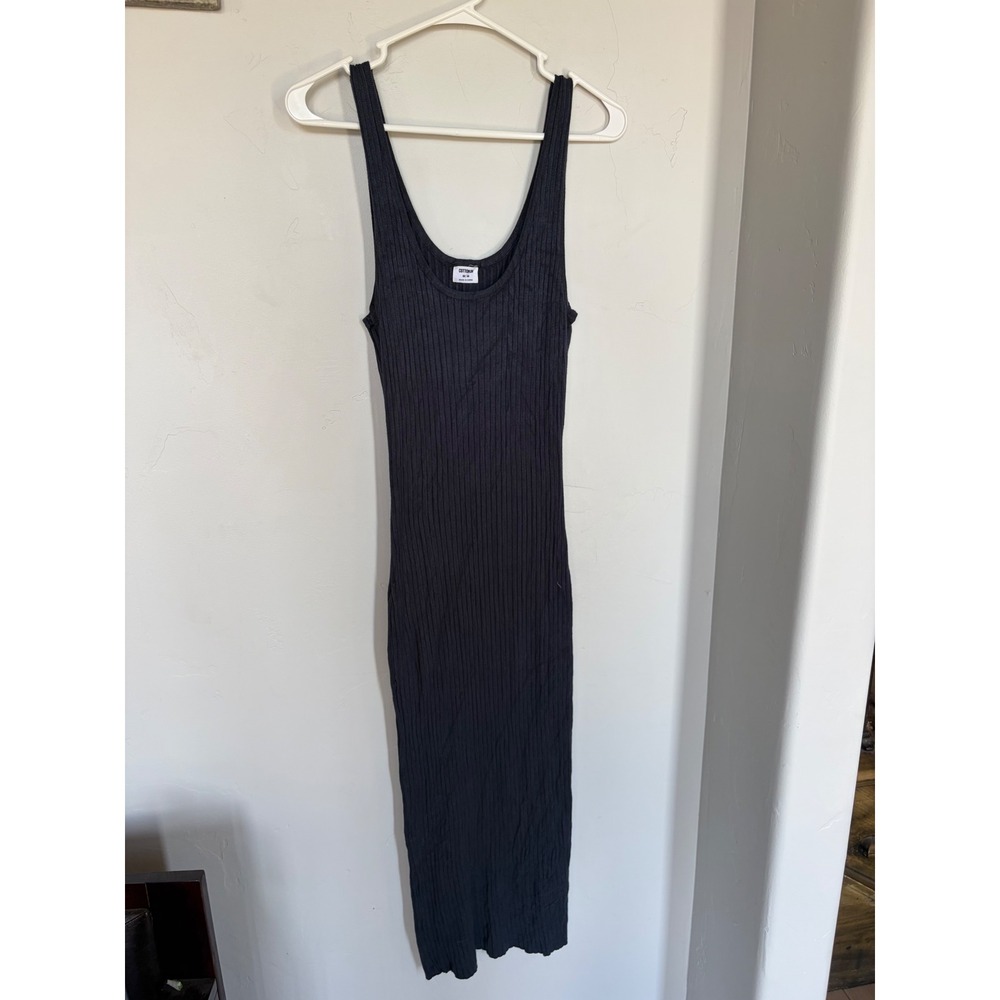 Cotton On Womens Ribbed Knit Midi Dress Charcoal Grey Sleeveless Bodycon Medium